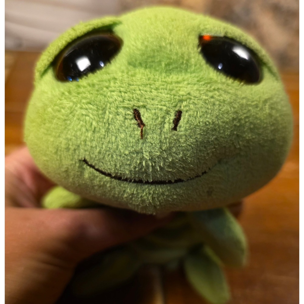 Ty Beanie Boos Zippy Green Turtle Plush Stuffed Animal Gold Glitter Eyes 6 Inch